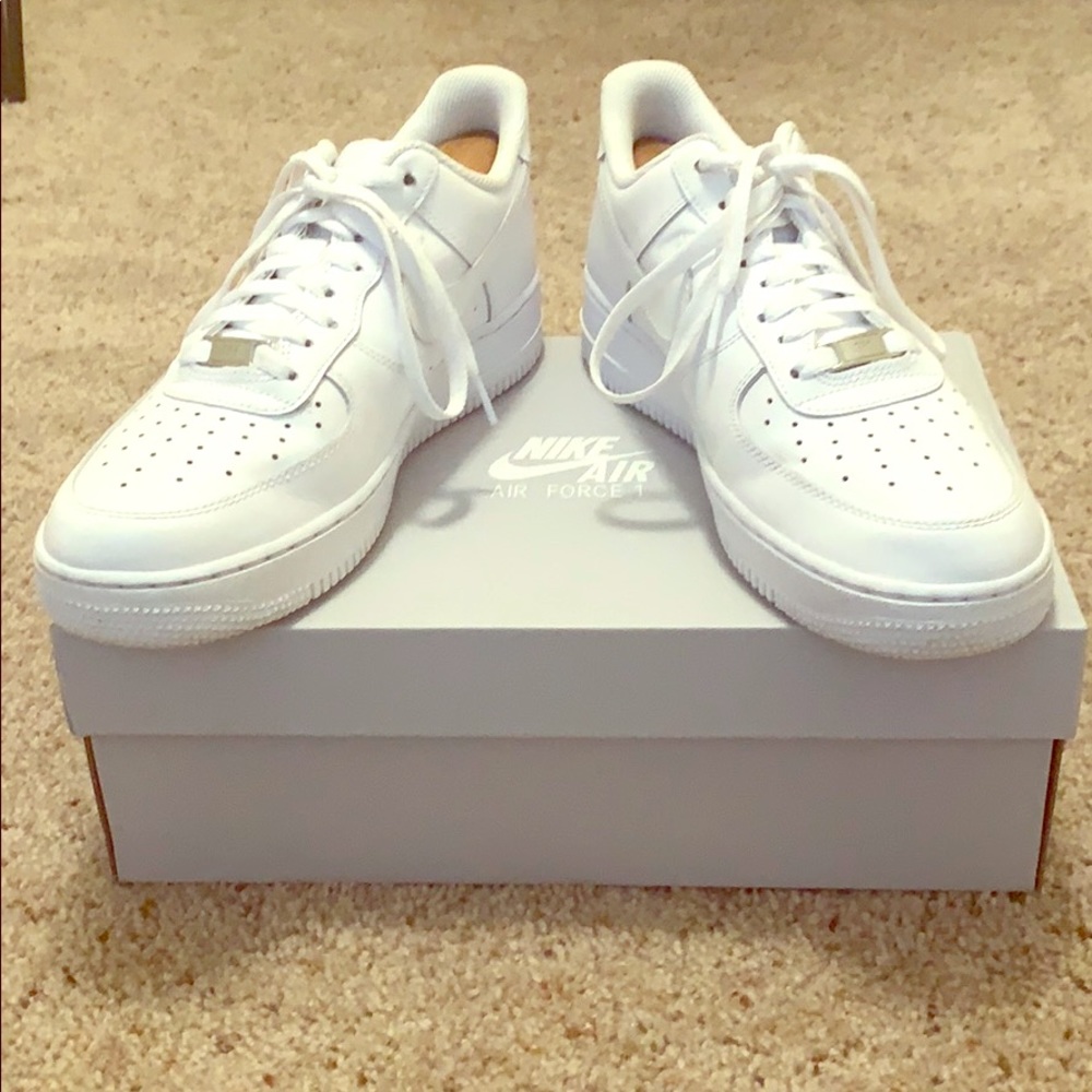 Mens All-White Nike Air Force Ones.